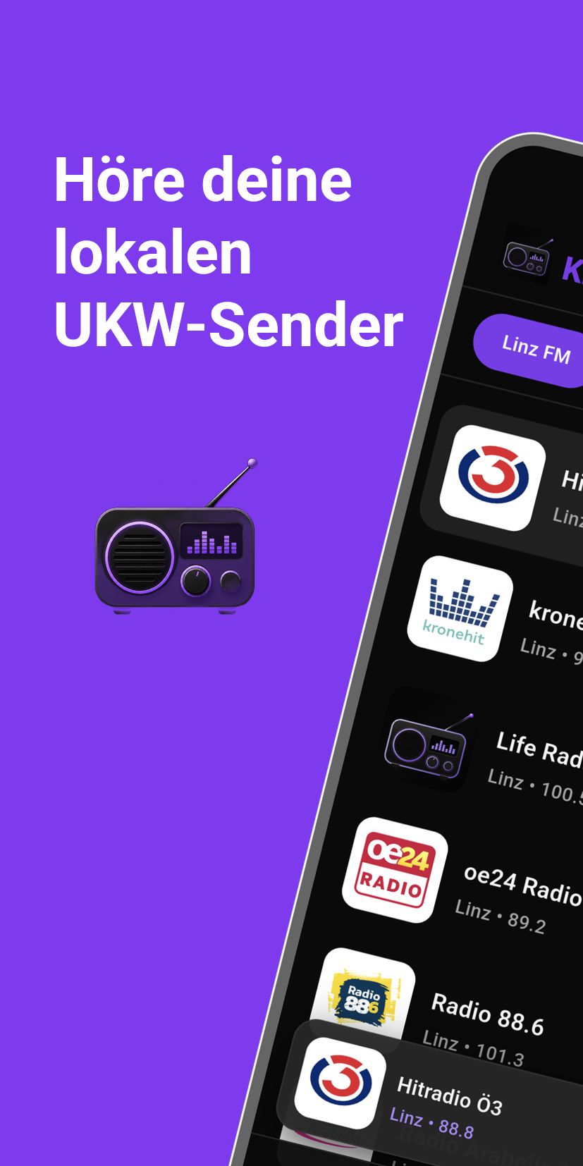 Hör deine lokalen UKW-Sender