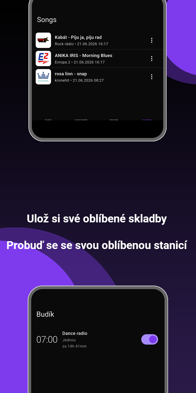 Ukládejte své oblíbené skladby a probouzejte se se svou oblíbenou stanicí