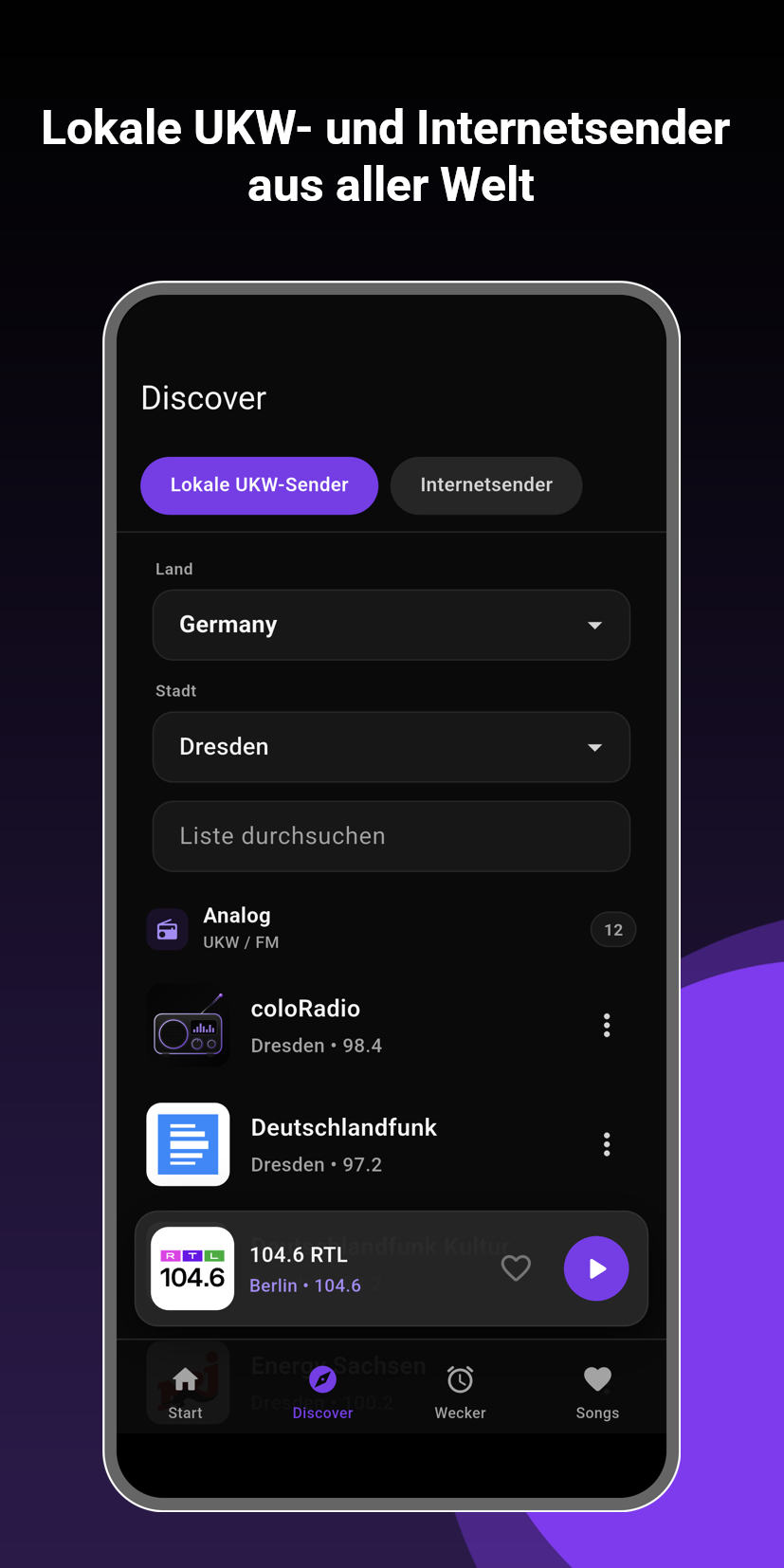 Lokale FM-Sender und Internetradios aus aller Welt