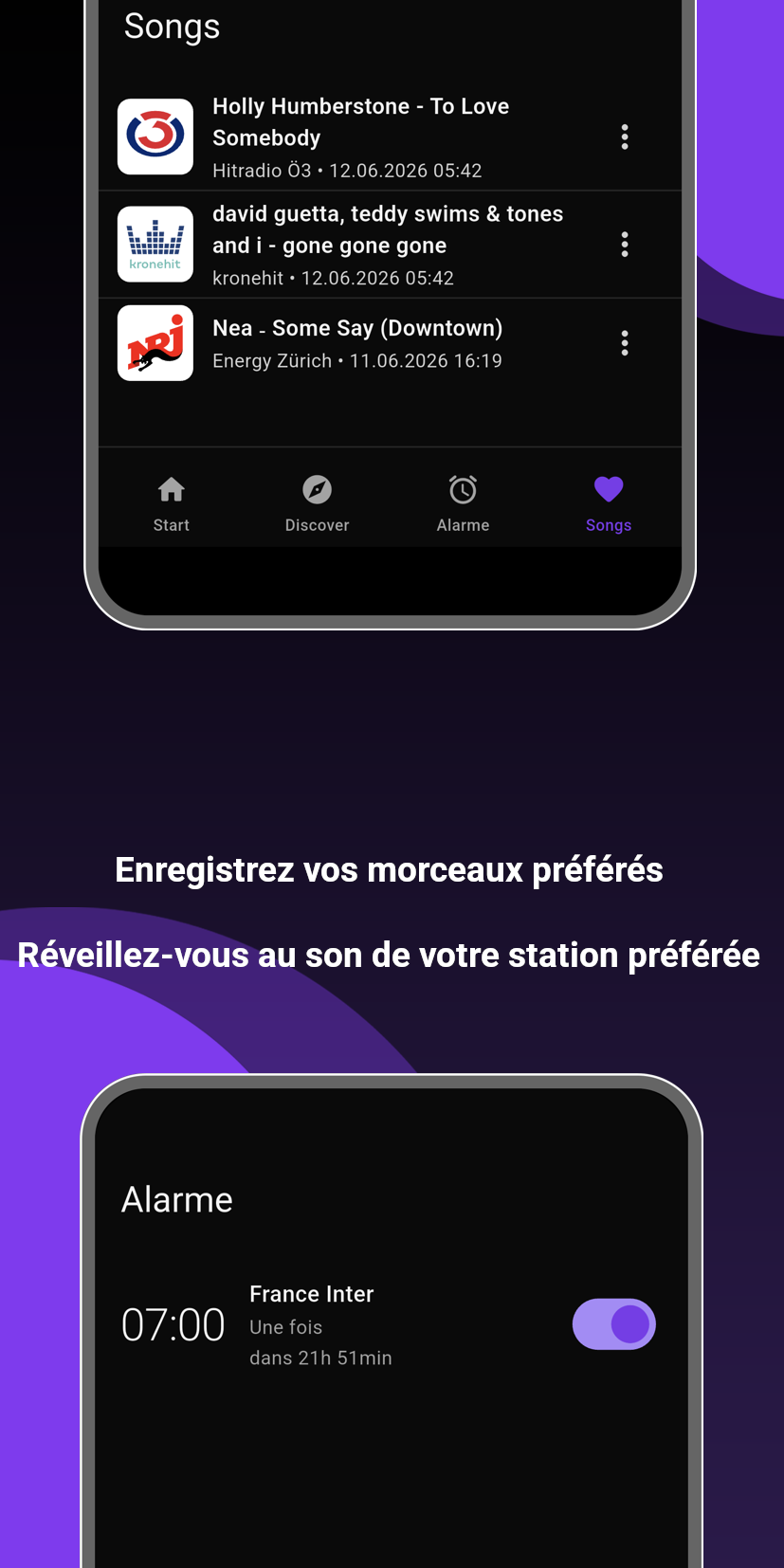 Enregistre tes chansons préférées et réveille-toi avec ta station préférée