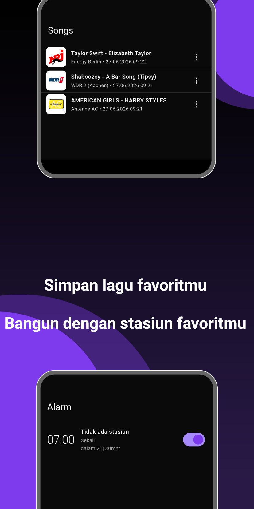 Simpan lagu favoritmu dan bangun dengan stasiun favoritmu