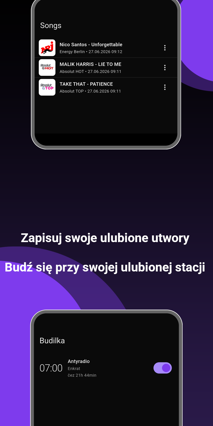Zapisuj ulubione utwory i budź się z ulubioną stacją
