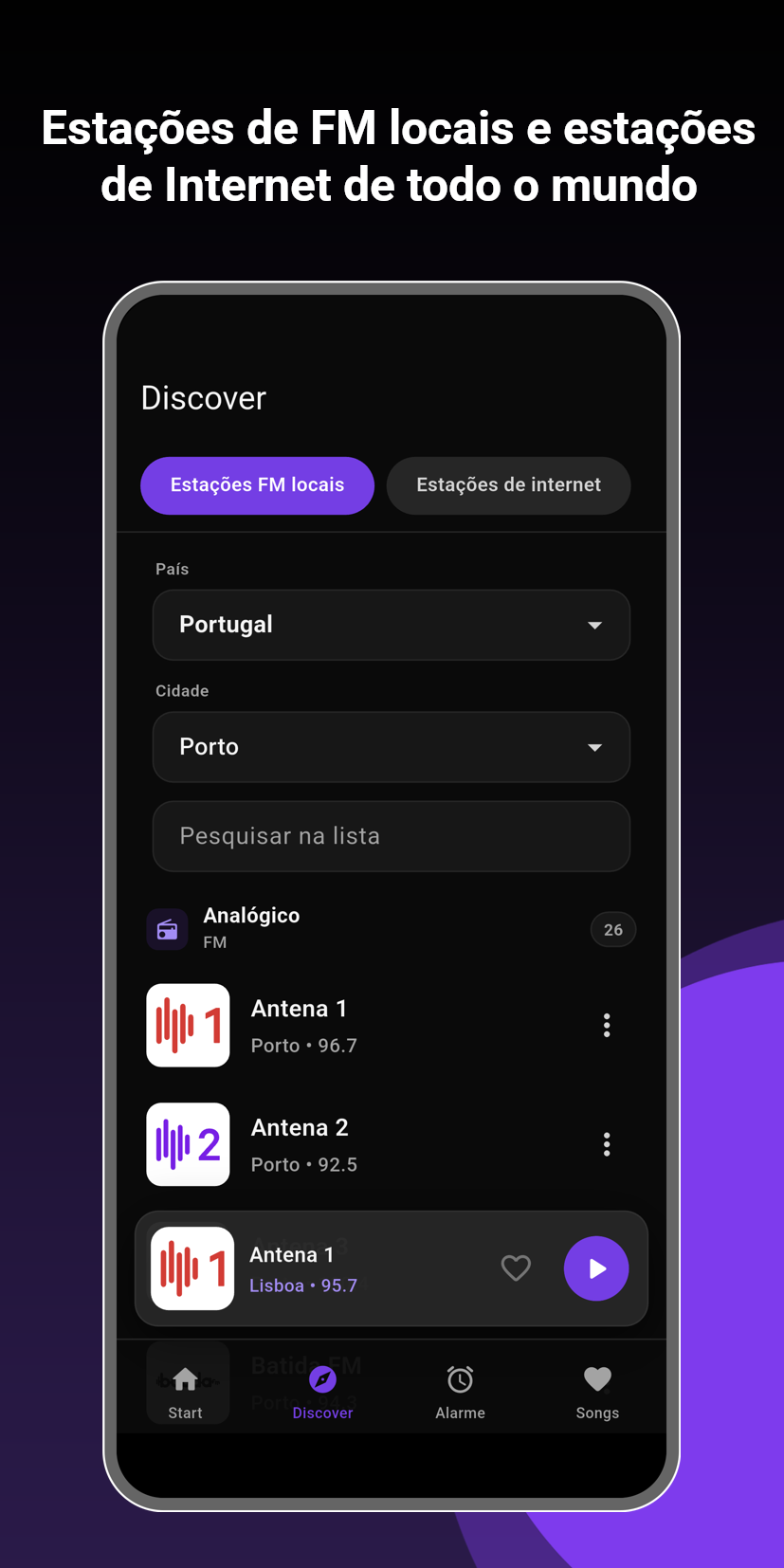 Estações FM locais e rádios na internet de todo o mundo